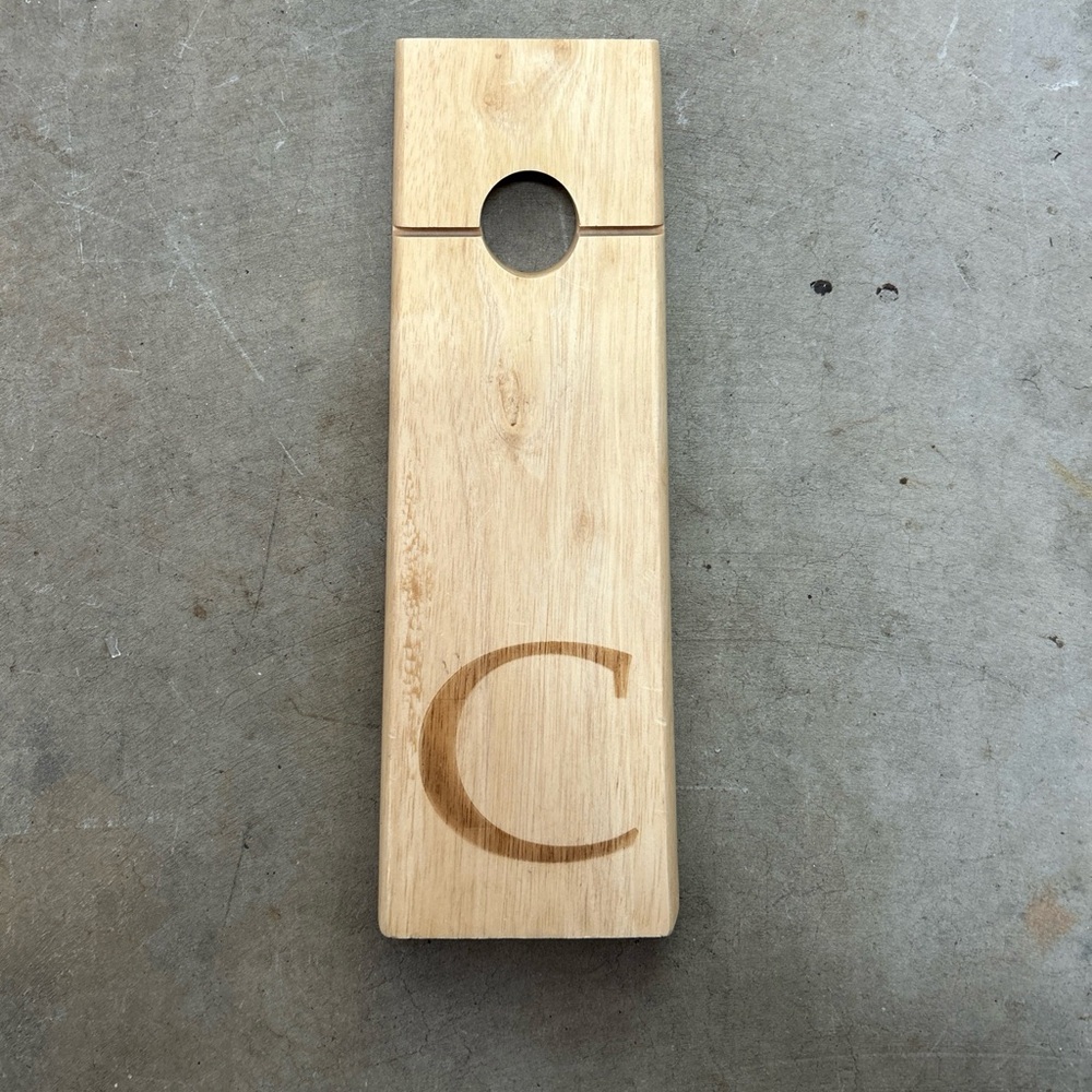 Wooden Wine Bottle Holder with Initial C